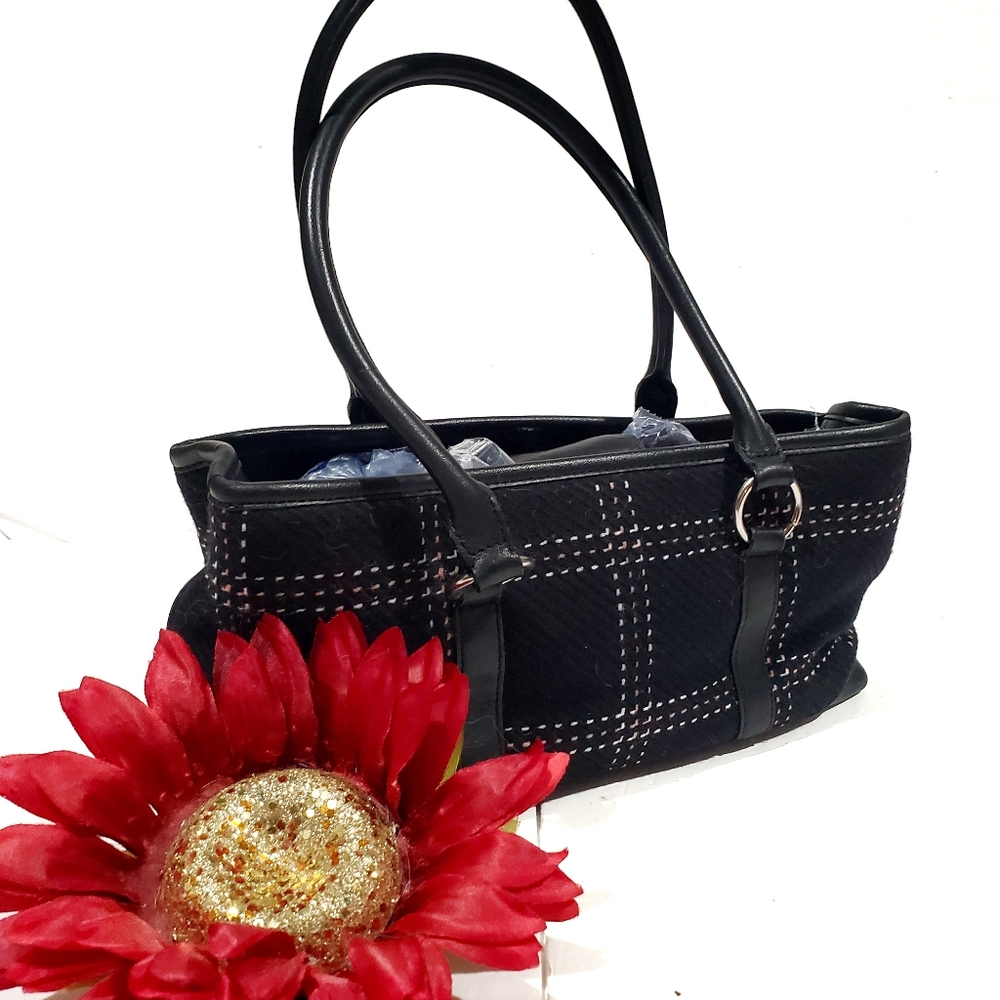 Ann Taylor LOFT Black Baguette Double Handle Bag Shoulder Bag Purse Handbag EUC - Picture 1 of 13